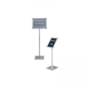 Stand δαπέδου από profile αλουμινίου για προβολή αφίσας διάστασης Α4 ή Α3, portrait ή landscape, με κλίση ή κάθετο, μονής ή διπλής όψης